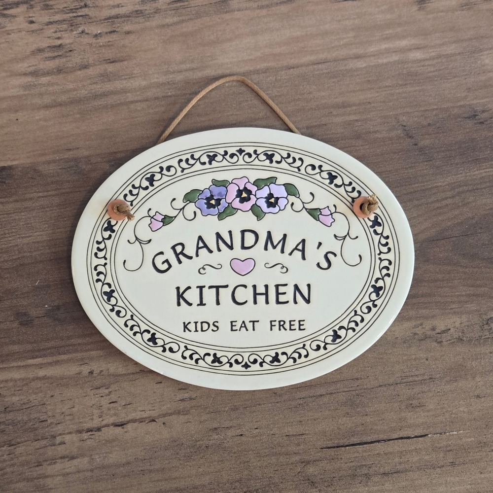Trinity Pottery Grandmas Kitchen Ceramic Wall Plaque Floral 1998 Made in USA